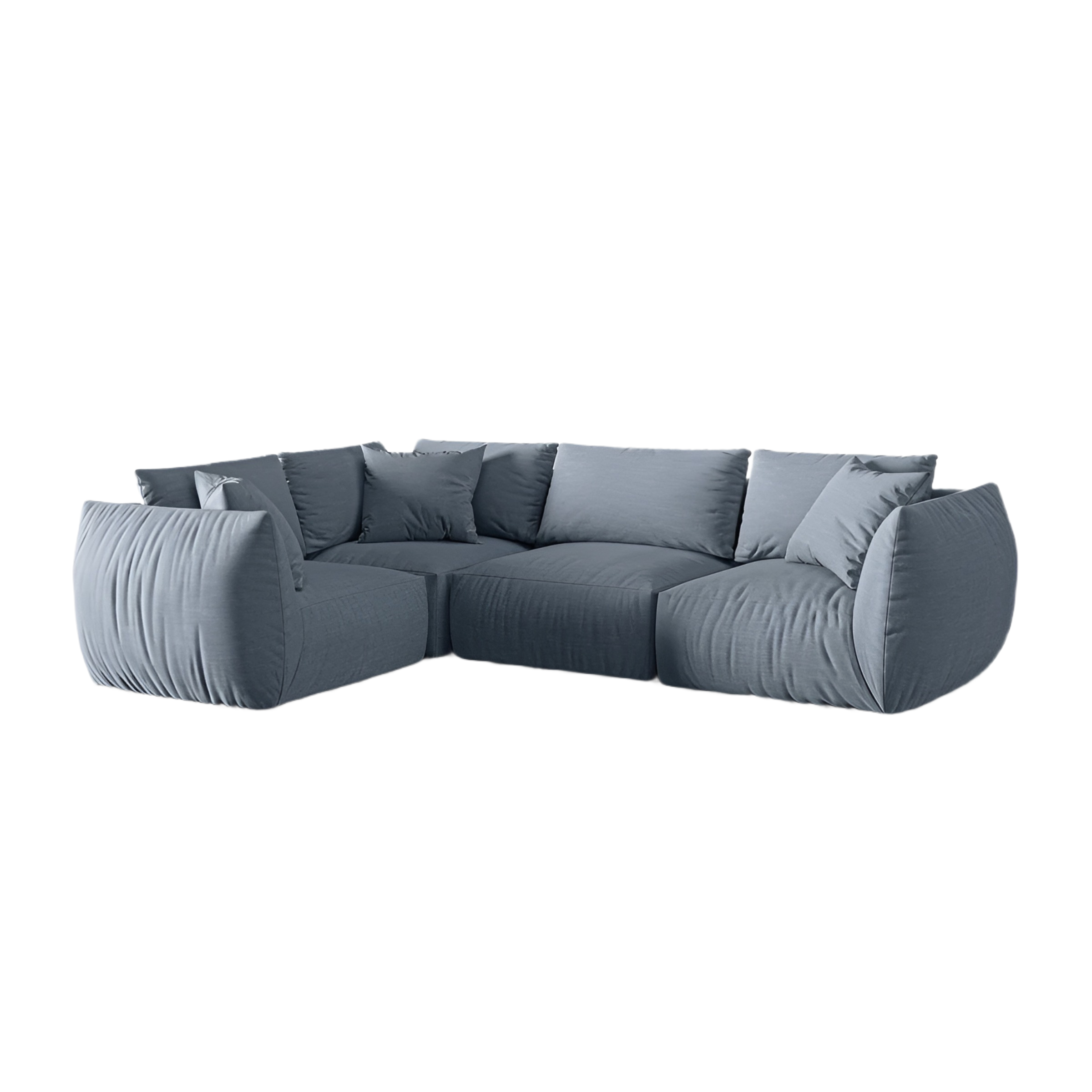 Hoekbank voor 4 personen, links, CHRIS, lichtblauw chenille