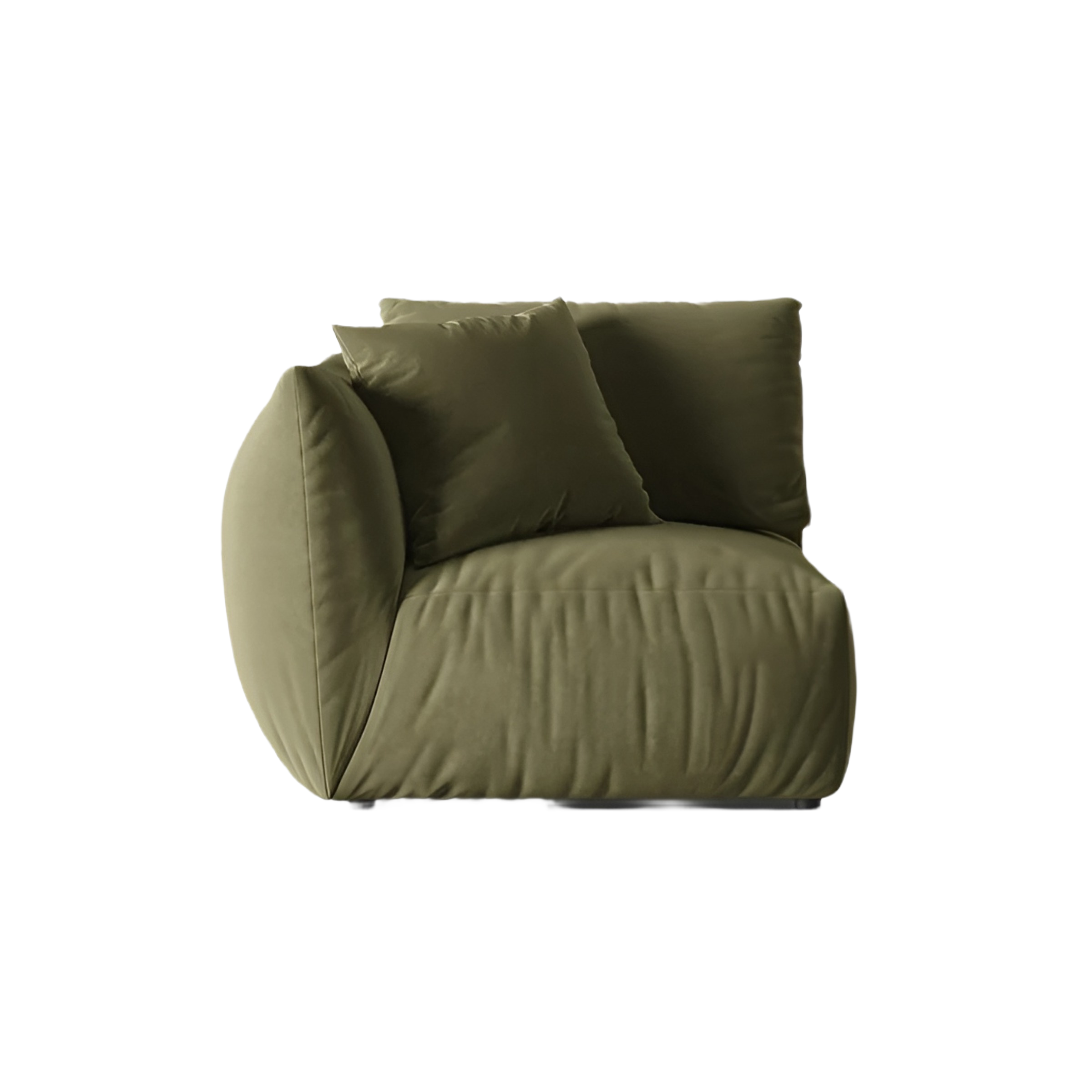 Modulaire fluwelen bank CHRIS - linker element lichtgroen