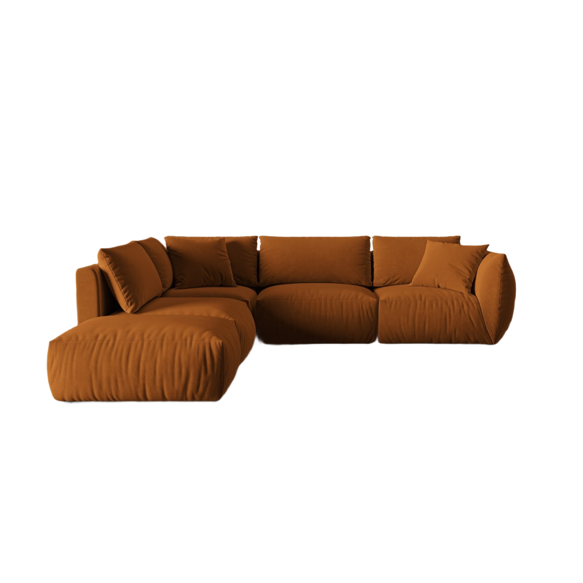 Velvet modular corner sofa for 4 people, left-sided CHRIS terracotta