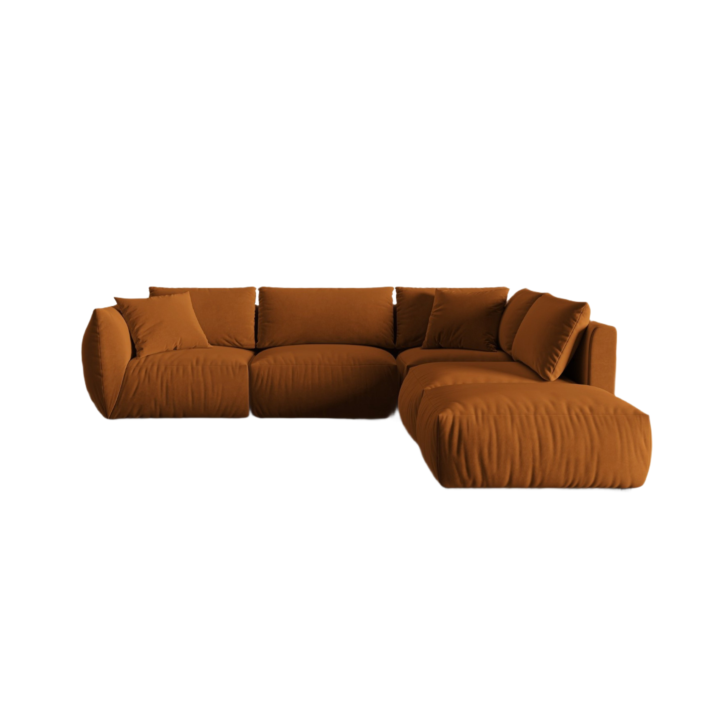 Modular velvet corner sofa for 4 people right-facing CHRIS terracotta