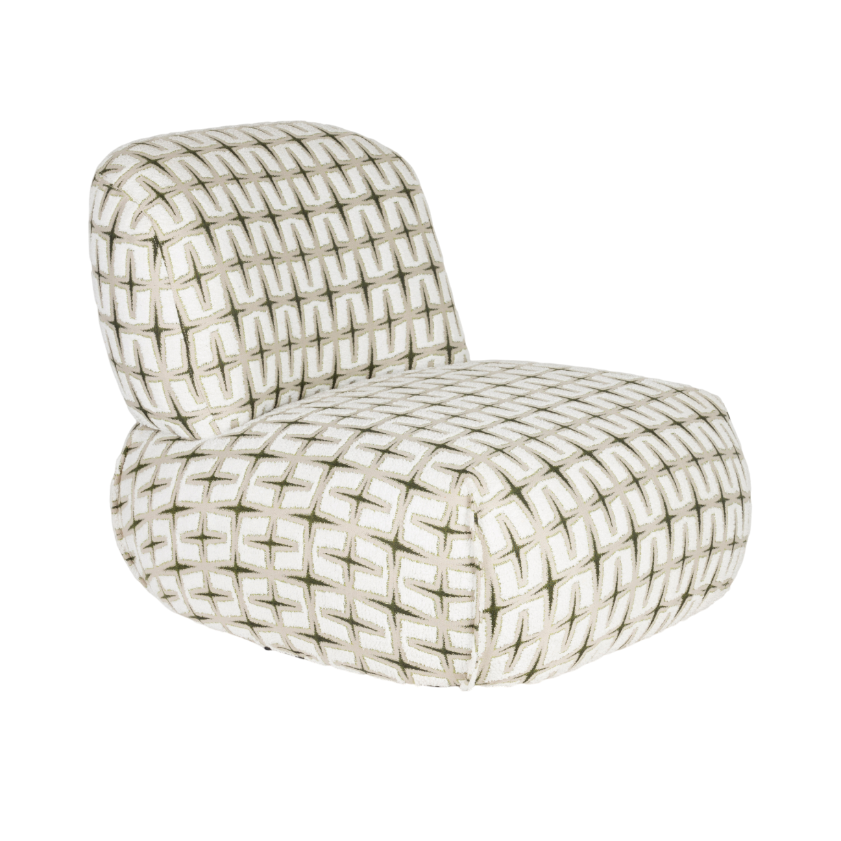 Beige RITZ armchair with geometric pattern
