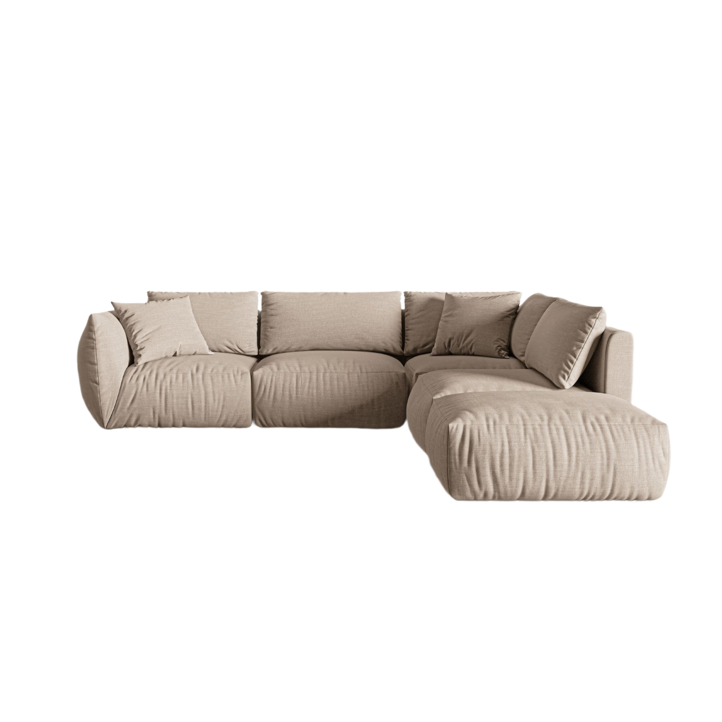 Modulares Ecksofa für 4 Personen rechts CHRIS sandfarbener Chenille