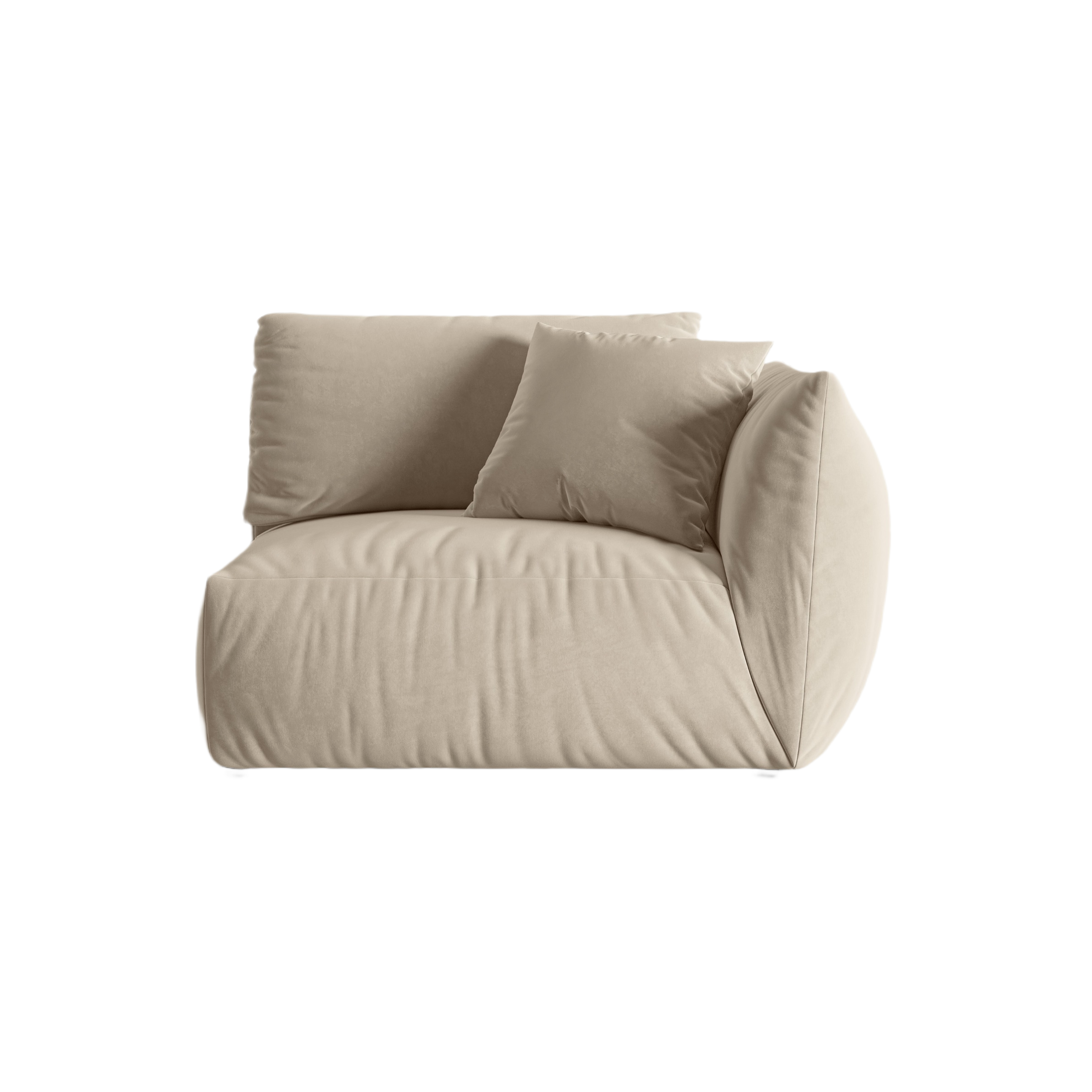 Modulaire fluwelen bank CHRIS - breed rechts element ecru