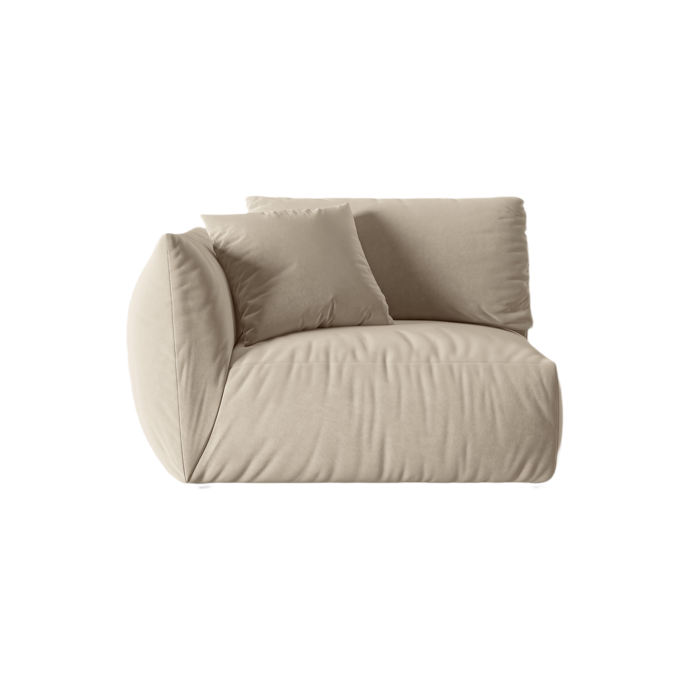 Sofa modułowa aksamitna CHRIS - element szeroki lewostronny ecru – Micadoni