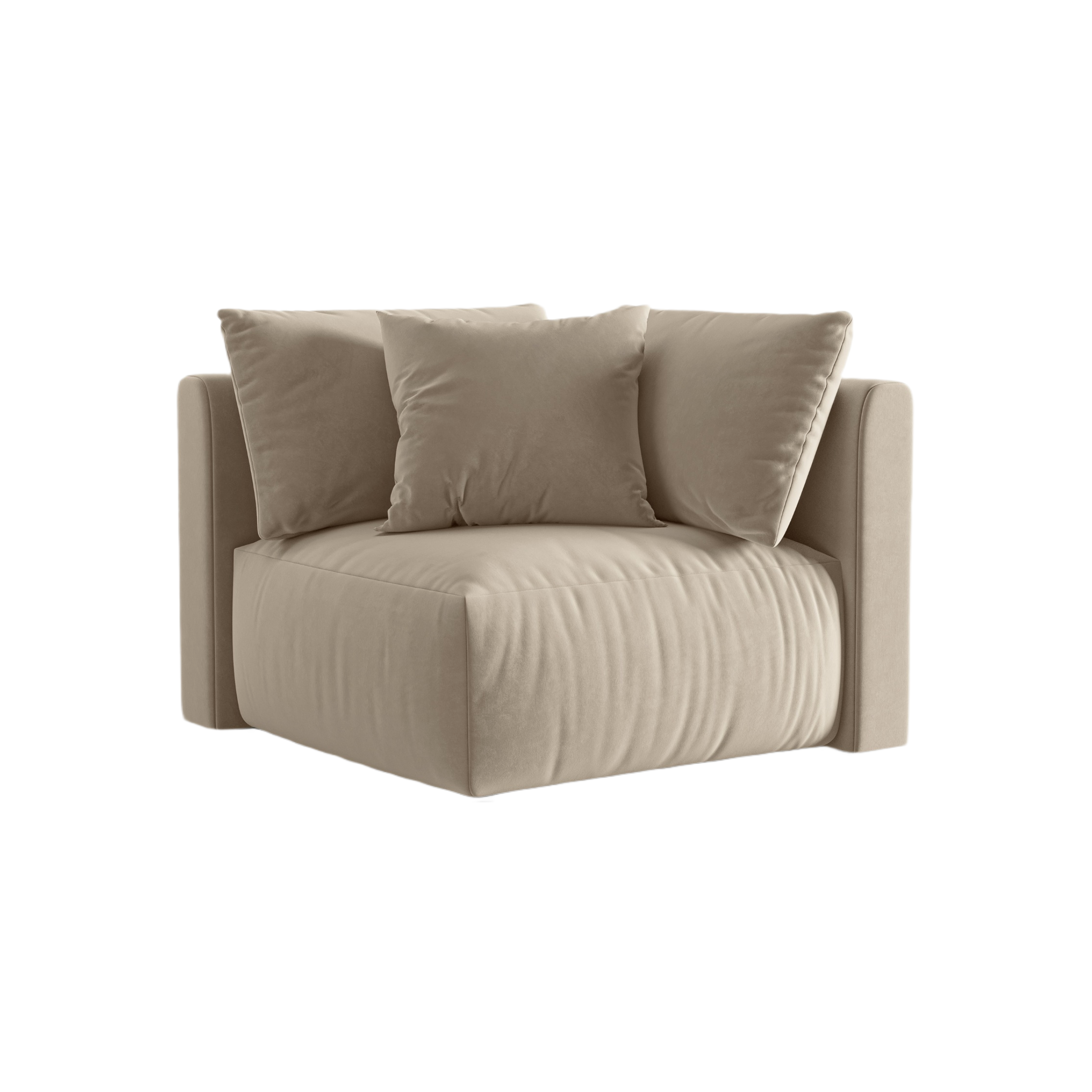 Velvet modular sofa CHRIS - corner element ecru