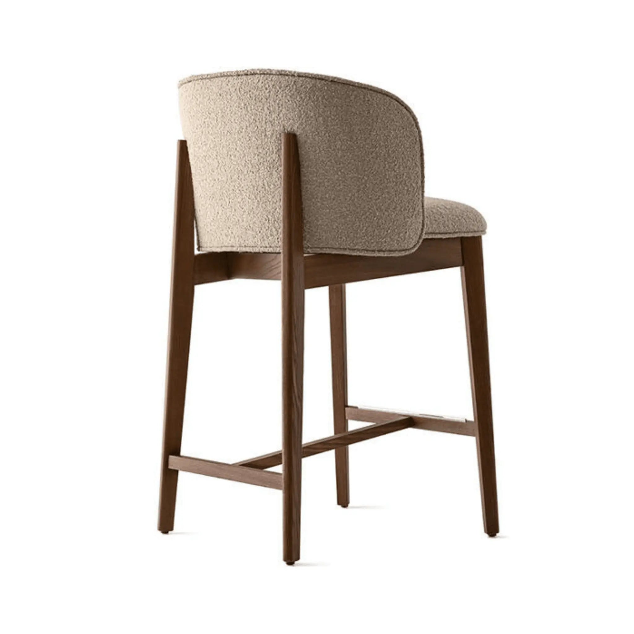 Hoker ABREY boucle taupe – tkanina bouclé i drewno