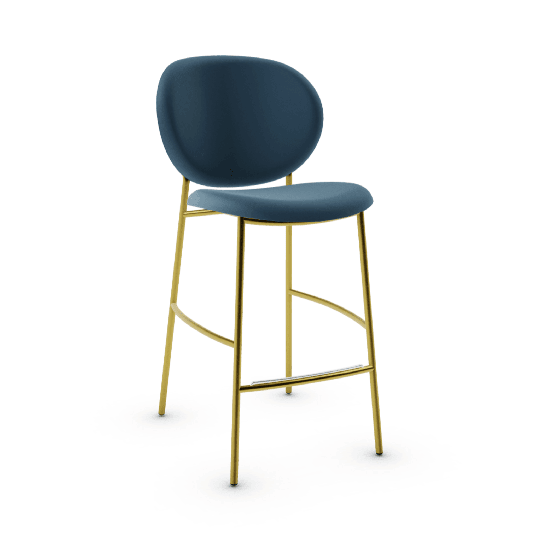 Hoker aksamitny INÈS niebieski Calligaris polerowany mosiądz Eye on Design