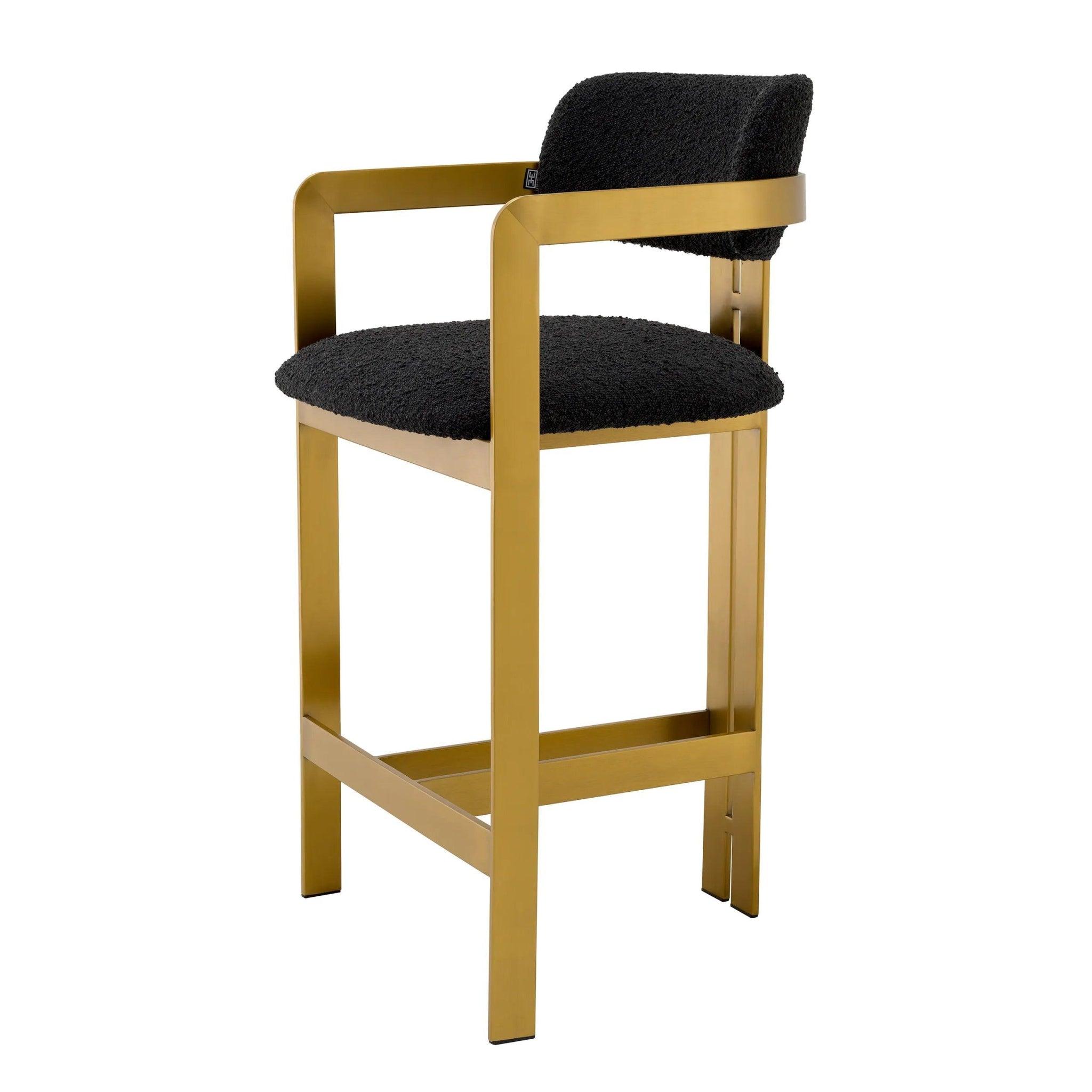 Hoker w tkaninie bouclé DONATO czarny ze złotym Eichholtz 97 cm Eye on Design