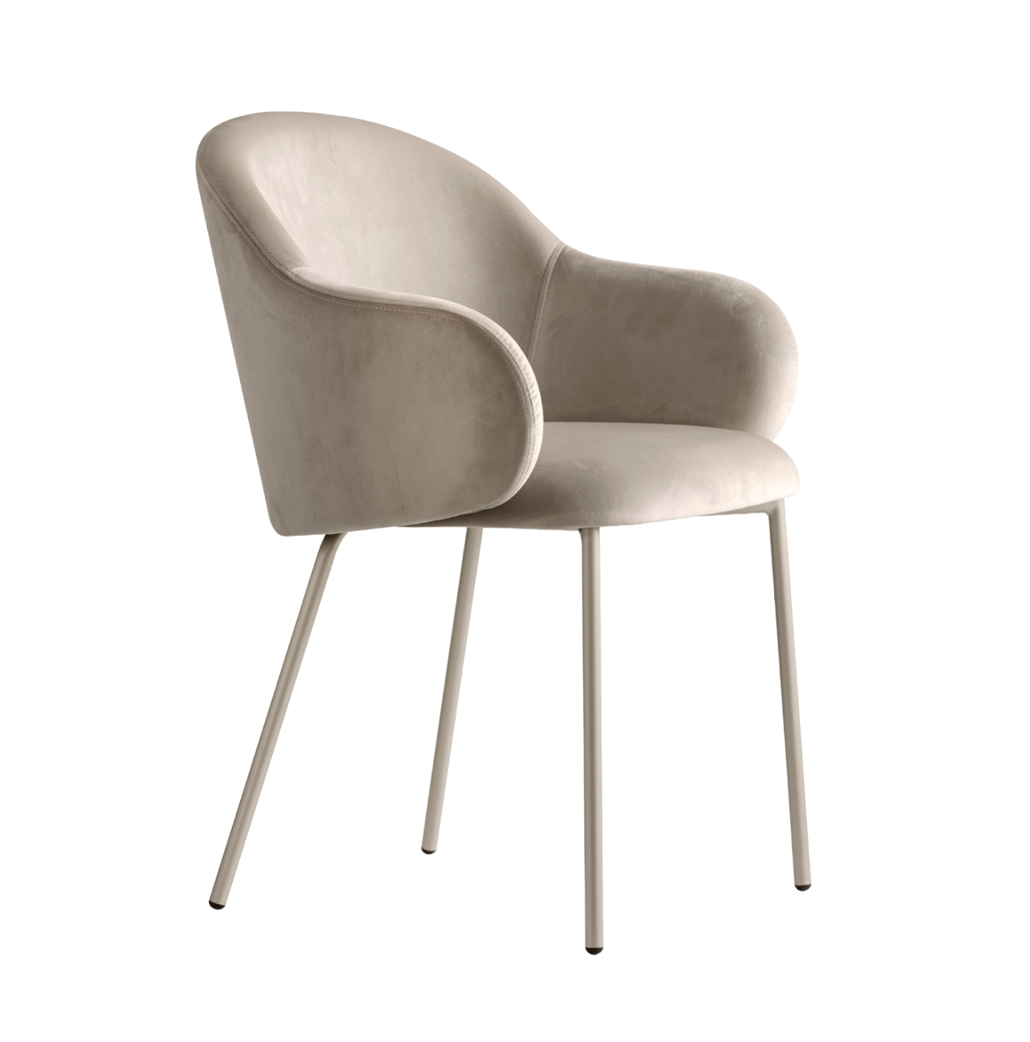 Fauteuil met armleuningen HOLLY FAB gestoffeerd met een beige metalen basis