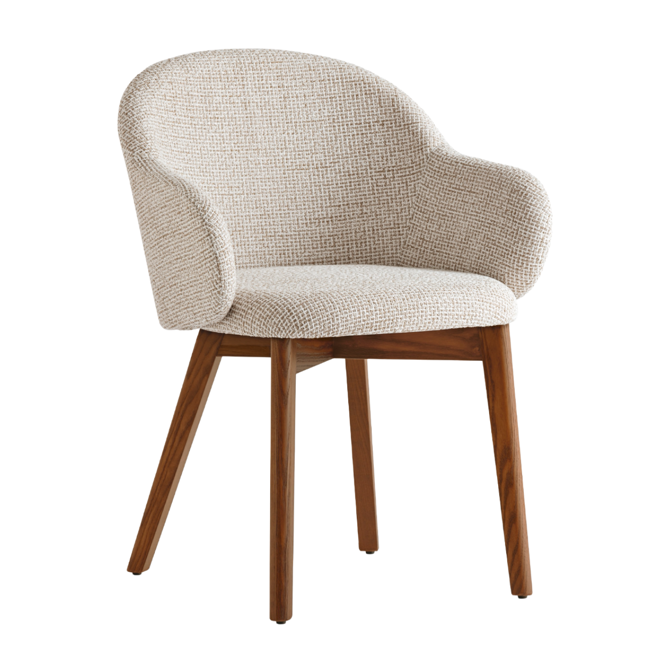Fauteuil met armleuningen HOLLY FAB gestoffeerd met een notenhouten basis