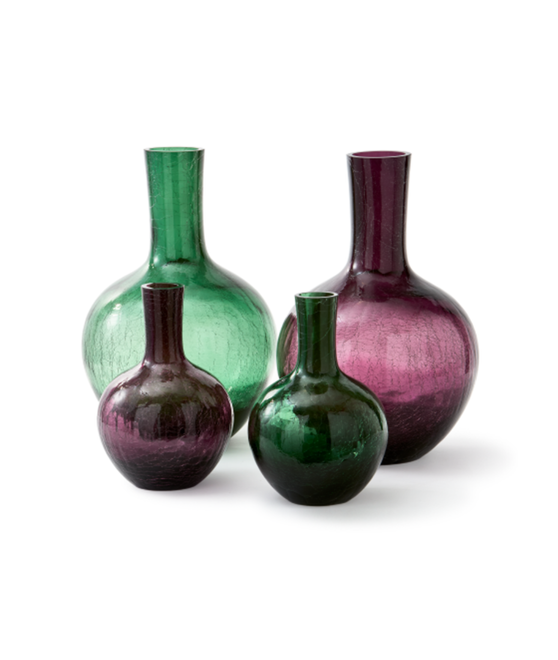 CRACKLED GLASS vase dark purple