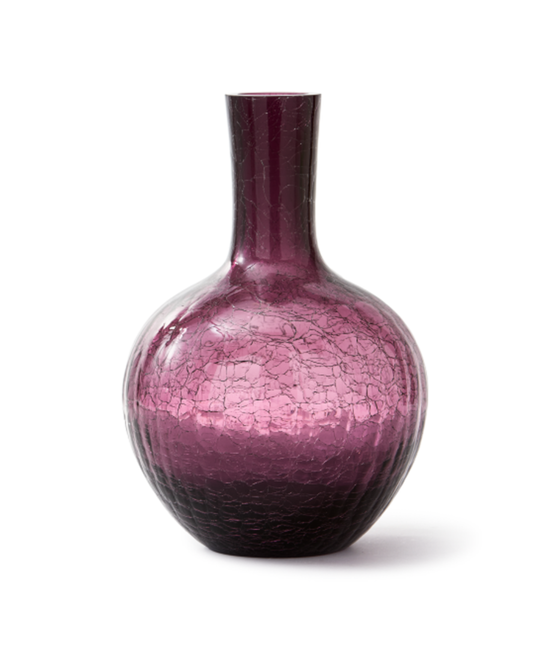 CRACKLED GLASS vase dark purple