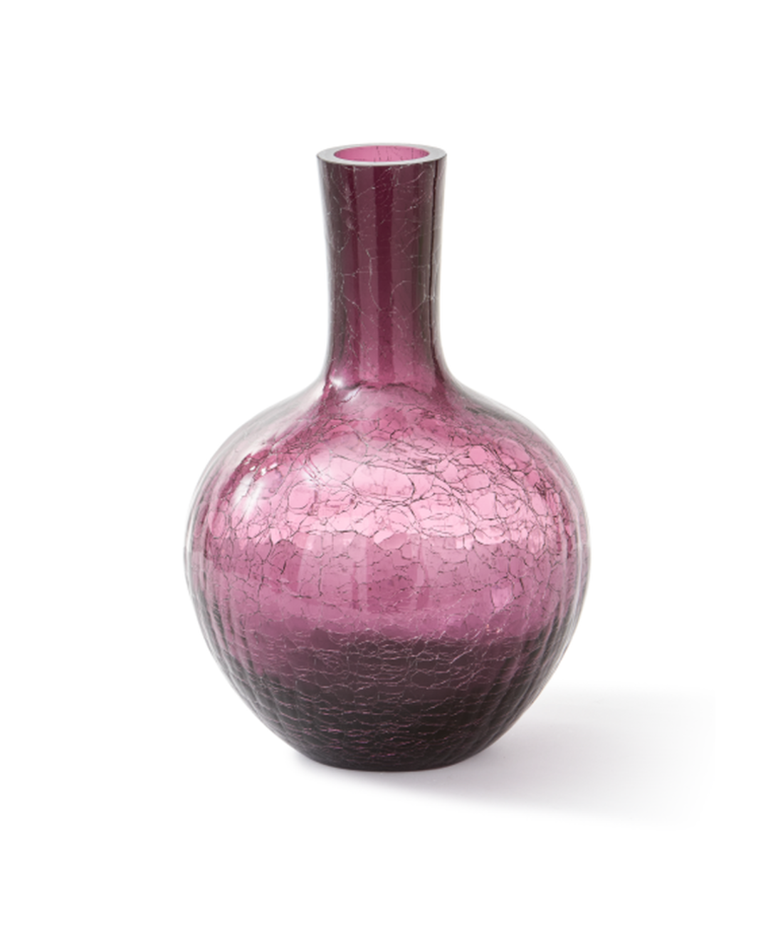 CRACKLED GLASS vase dark purple