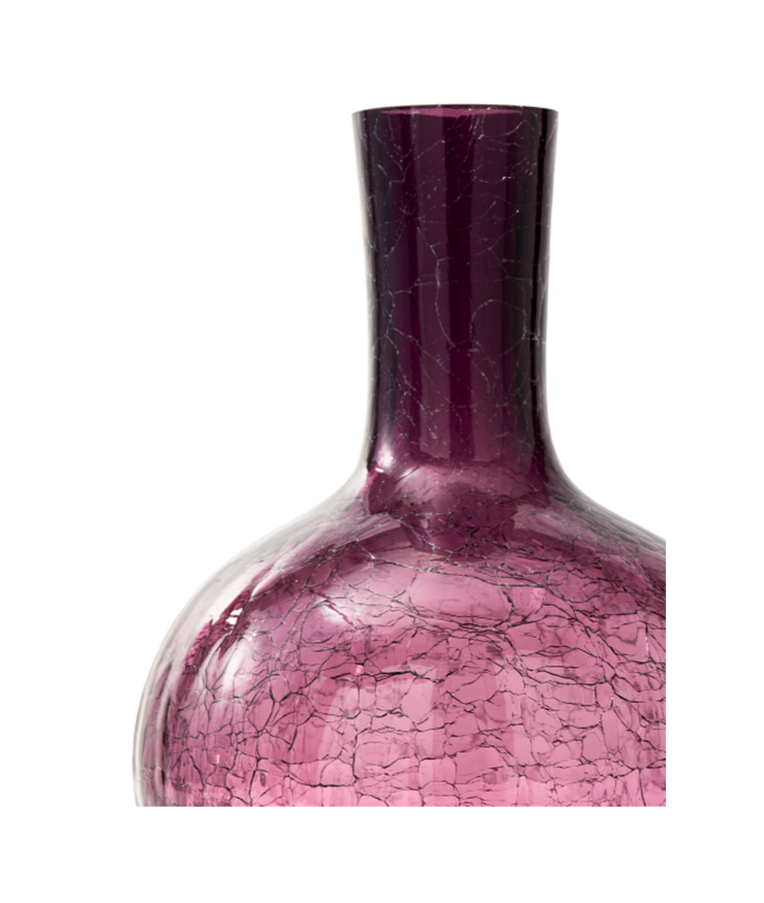 CRACKLED GLASS vase dark purple