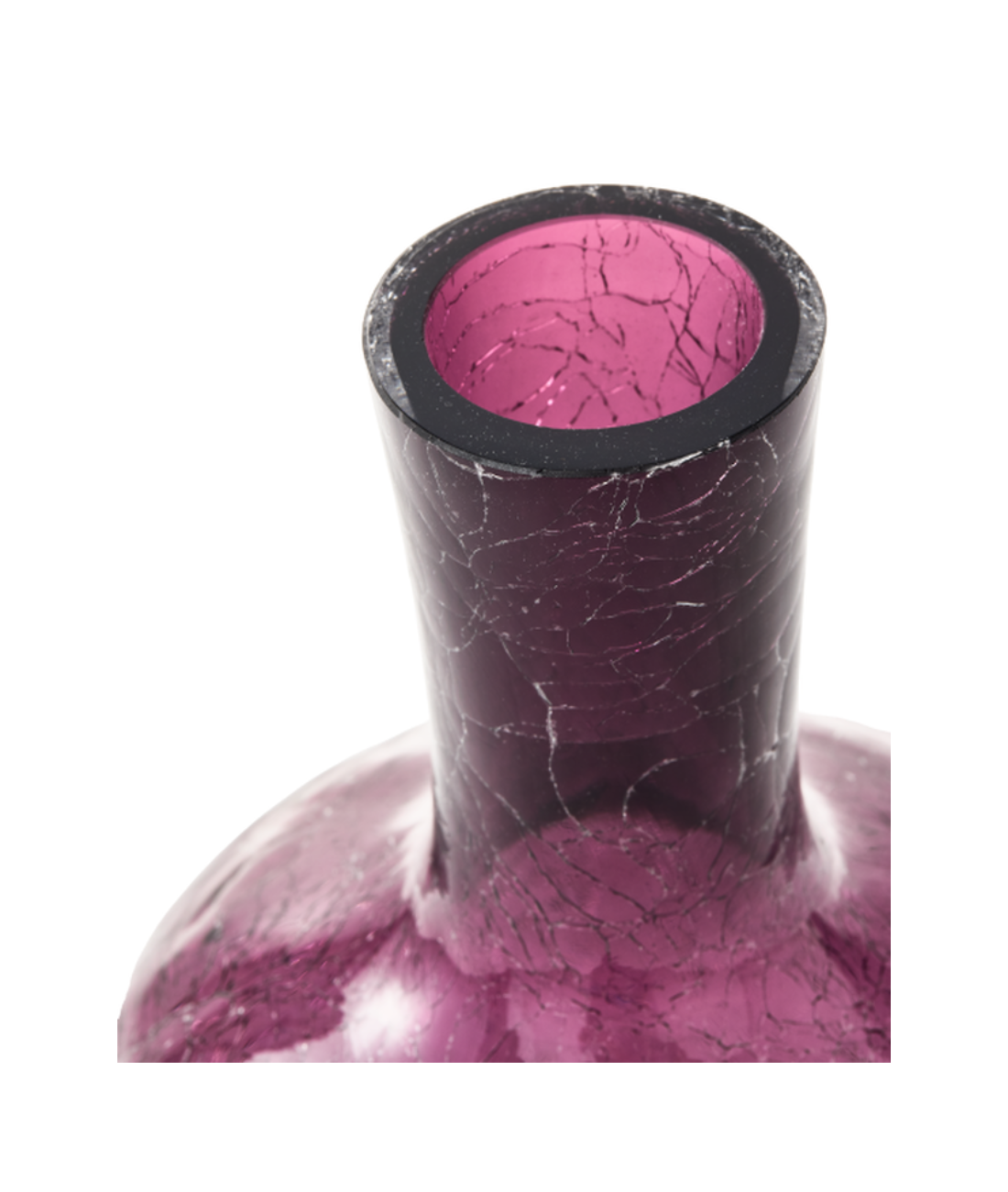 CRACKLED GLASS vase dark purple