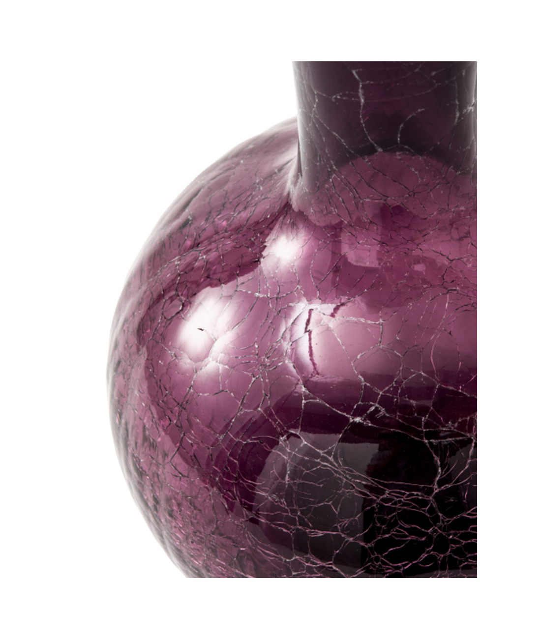 CRACKLED GLASS vase dark purple