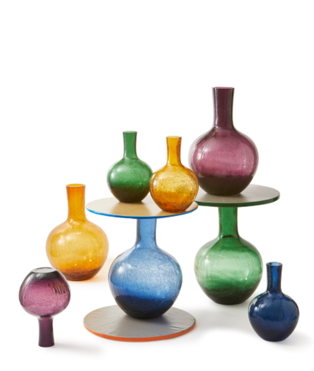 CRACKLED GLASS vase dark purple