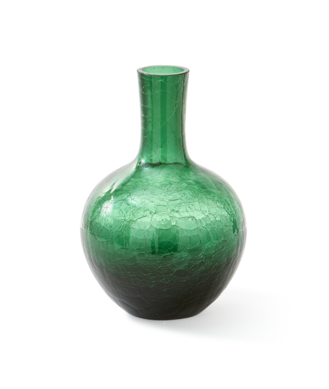CRACKLED GLASS vase dark green