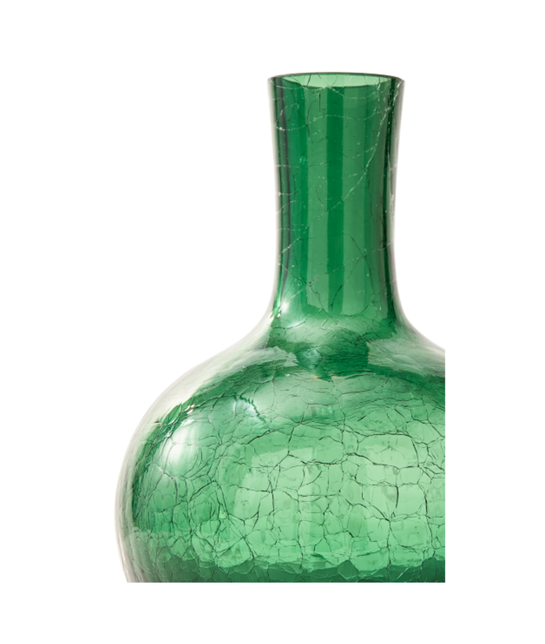 CRACKLED GLASS vase dark green