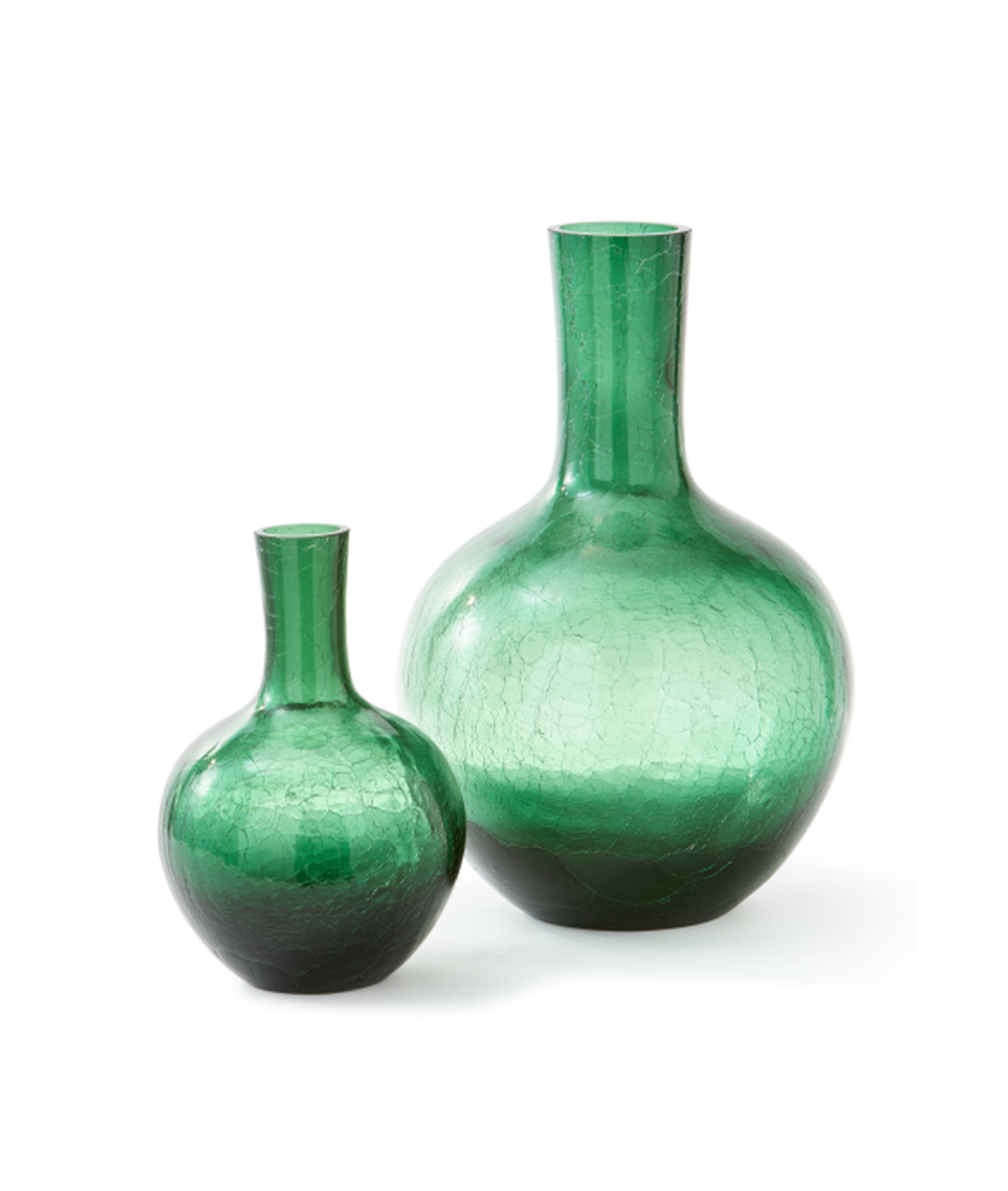 CRACKLED GLASS vase dark green