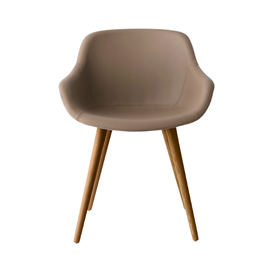 Krzesło IGLOO tapicerowane z orzechową podstawą – Calligaris