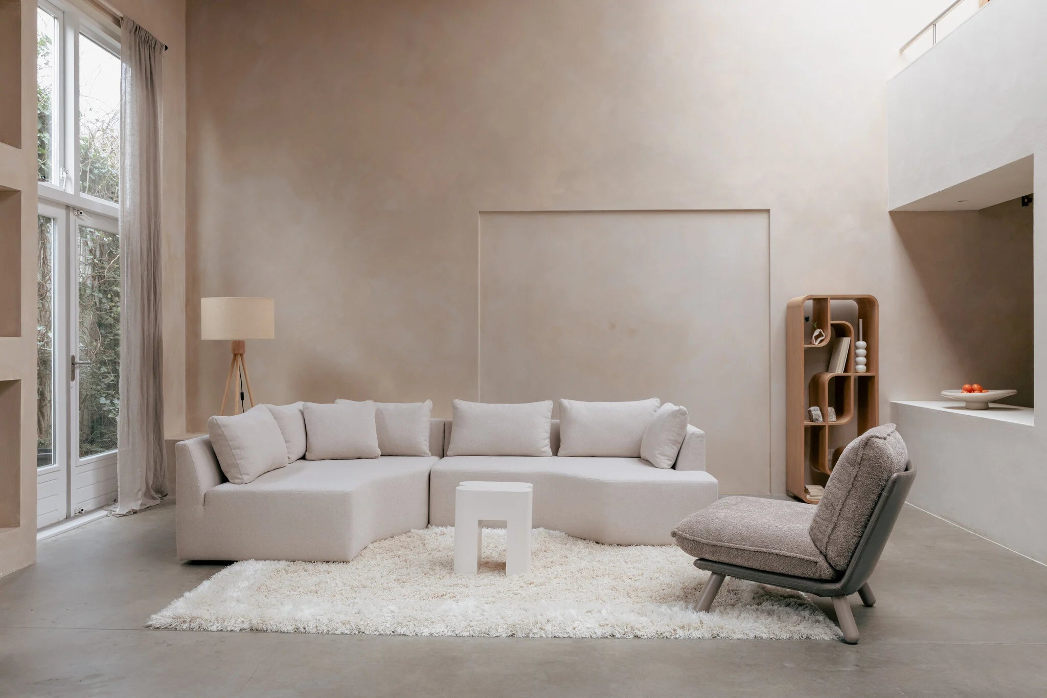 Modulaire bank PROSPER - rechtszijdige chaise longue zandkleurig