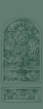 Muurschildering van textiel in art deco-stijl in de vorm van een boog GREENHOUSE GATHERING ARCH donkergroen