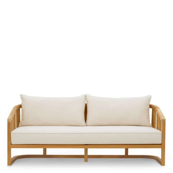 ARUBA Cream Outdoor Sofa with Wooden Base