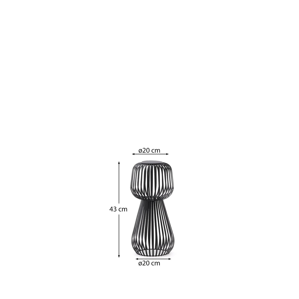 Lampa stołowa ogrodowa solarna REIBA czarny metal – wymiary