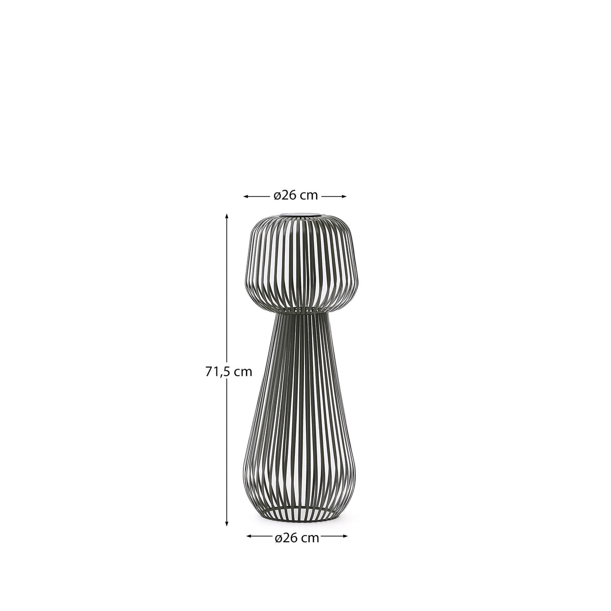Lampa podłogowa ogrodowa solarna REIBA zielony metal – wymiary