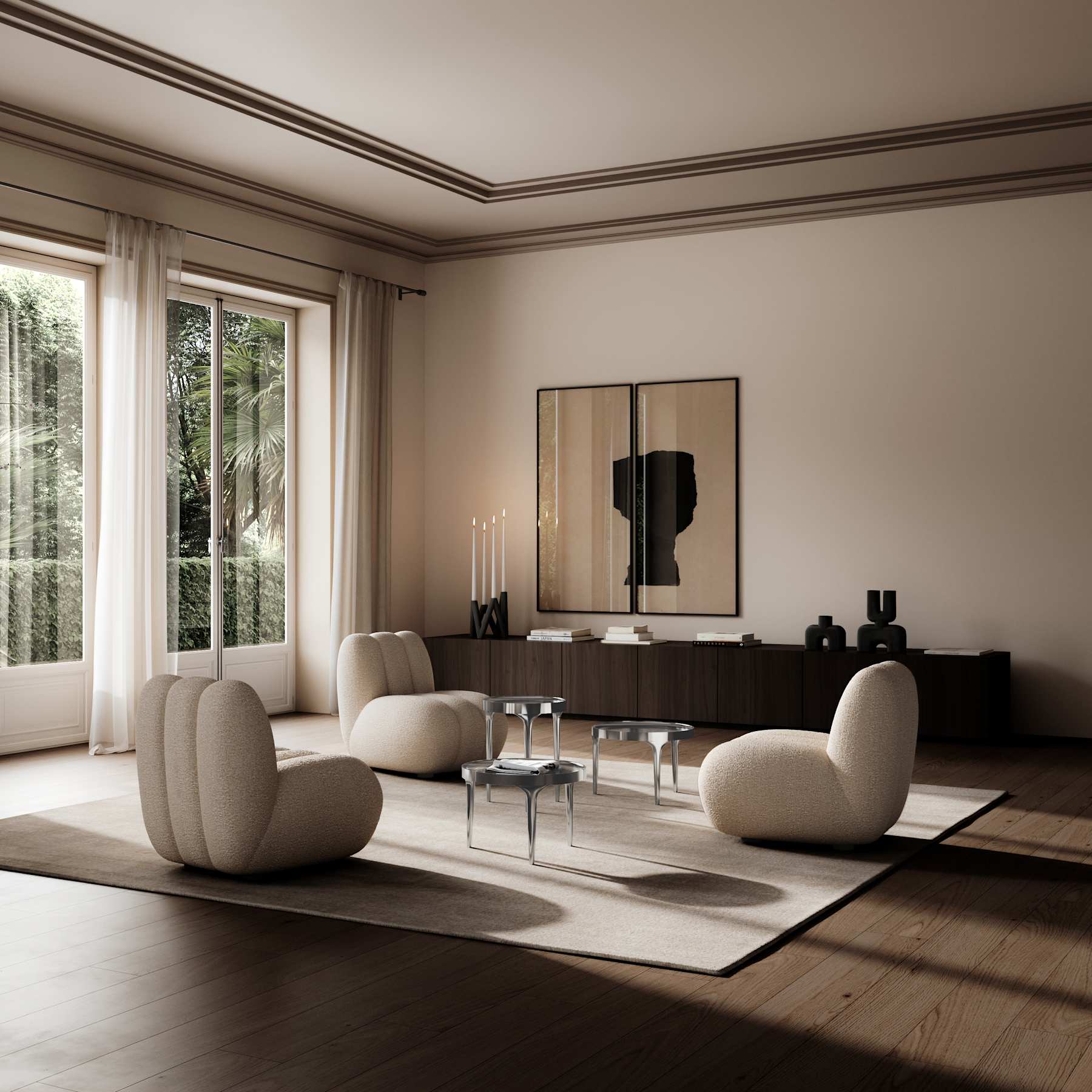 Fauteuil TOE beige bouclé