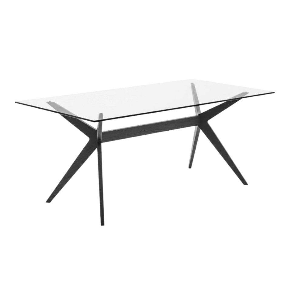 KENT table with glass top and black base