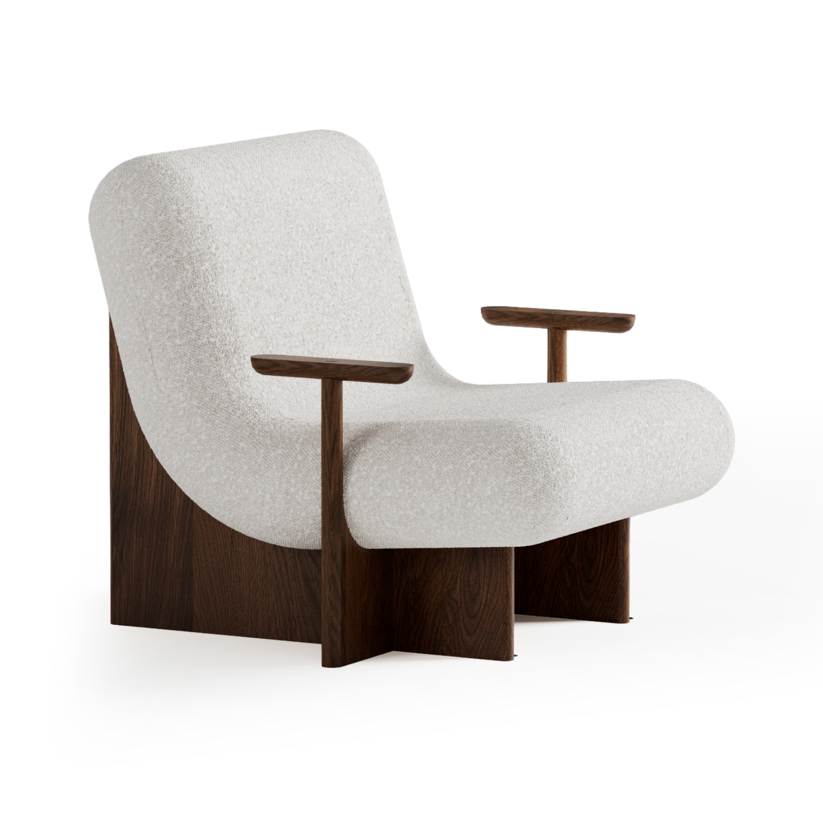 KIVO Armchair in White with Dark Oak Base