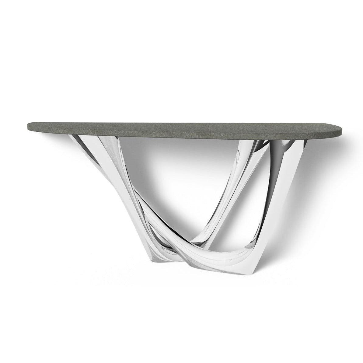 Konsola G-CONSOLE DUO polerowana stal z betonowym blatem Zieta Studio lewostronny Eye on Design