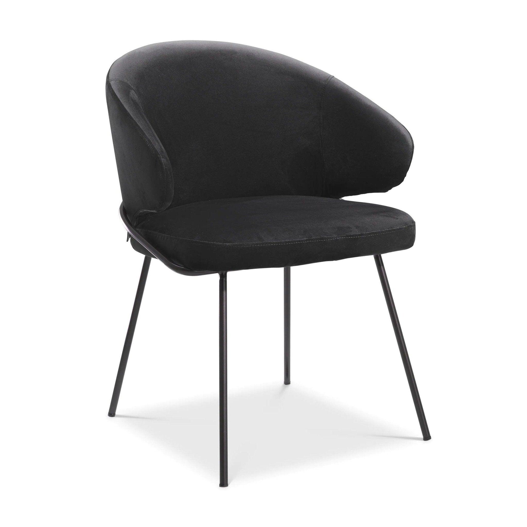 Krzesło aksamitne KINLEY czarny z brązowym wykończeniem Eichholtz Eye on Design