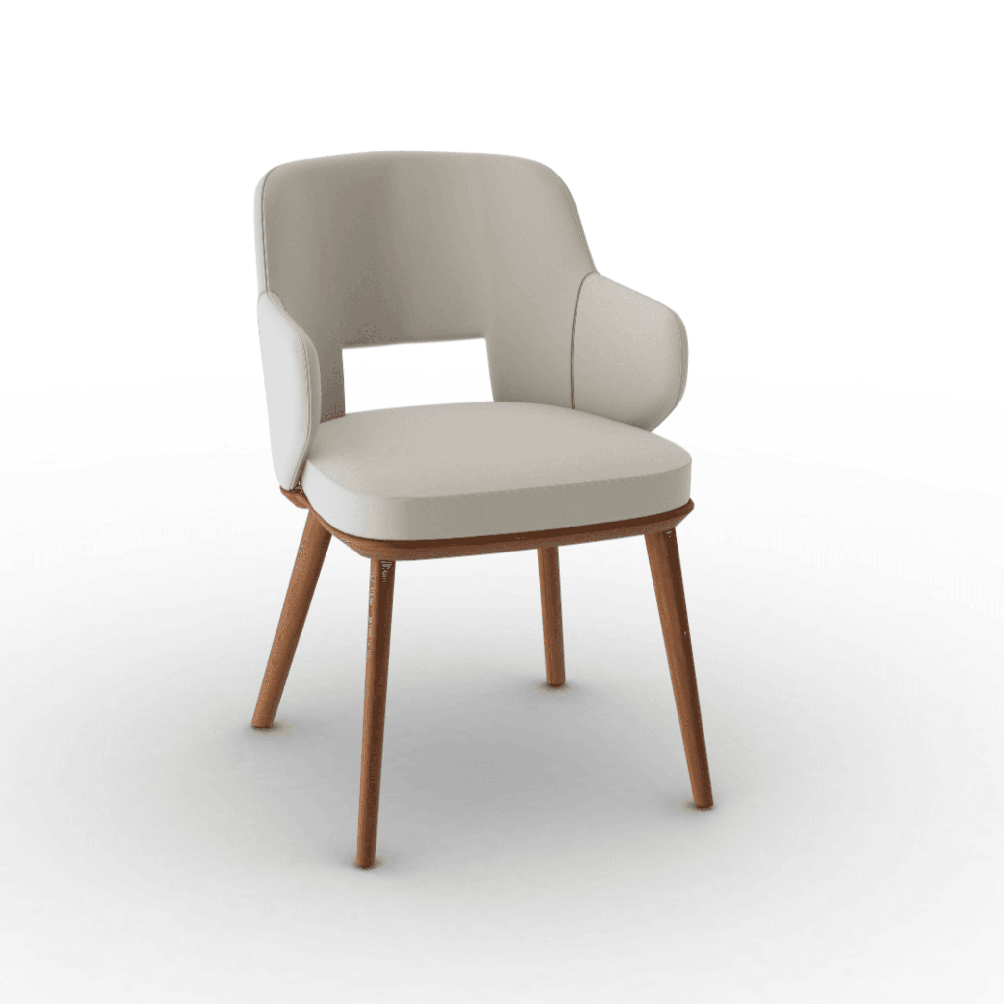 Krzesło aksamitne z podłokietnikami FOYER kremowy z drewnianą podstawą Calligaris orzech włoski Eye on Design