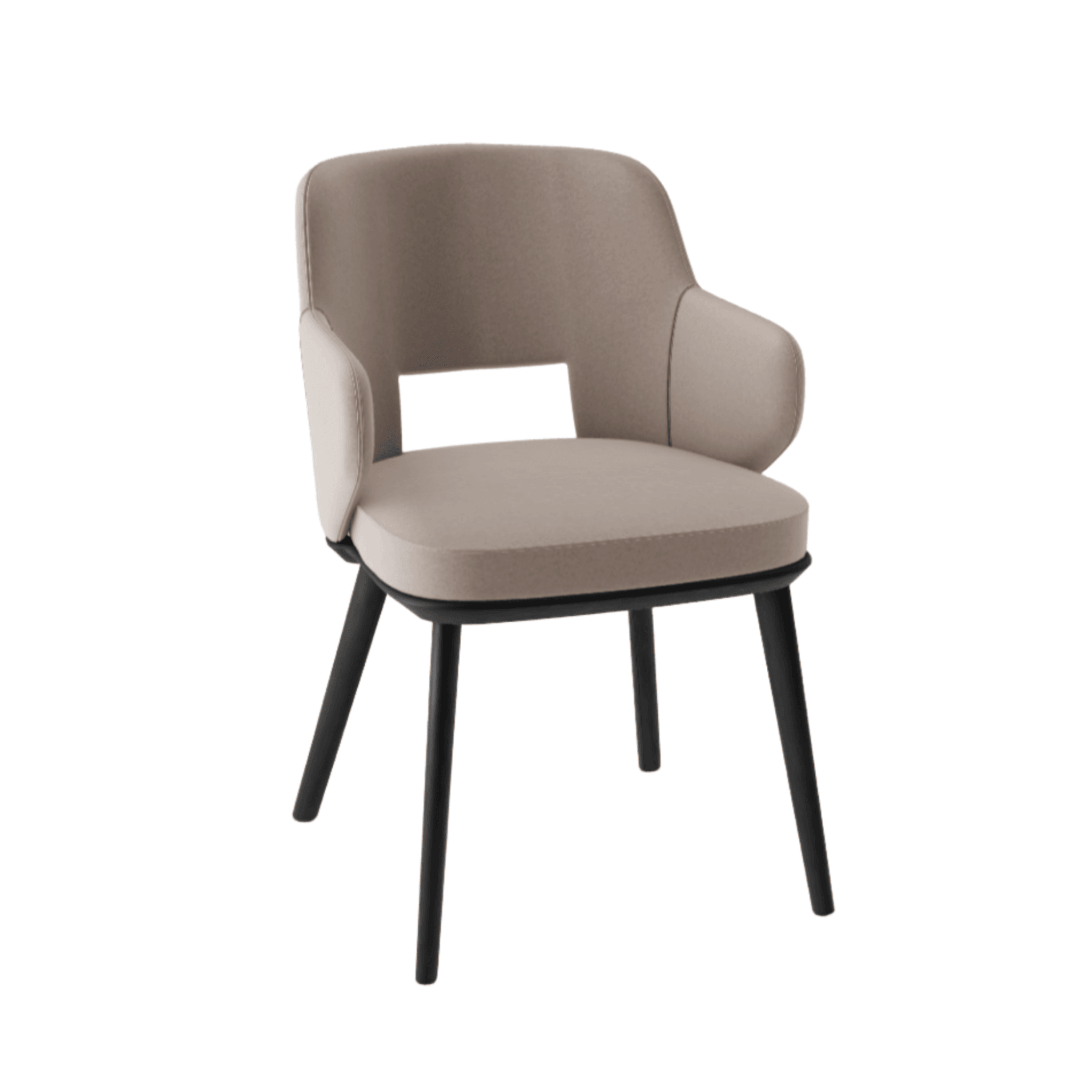 Krzesło aksamitne z podłokietnikami FOYER piaskowy z drewnianą podstawą Calligaris matowa czerń Eye on Design