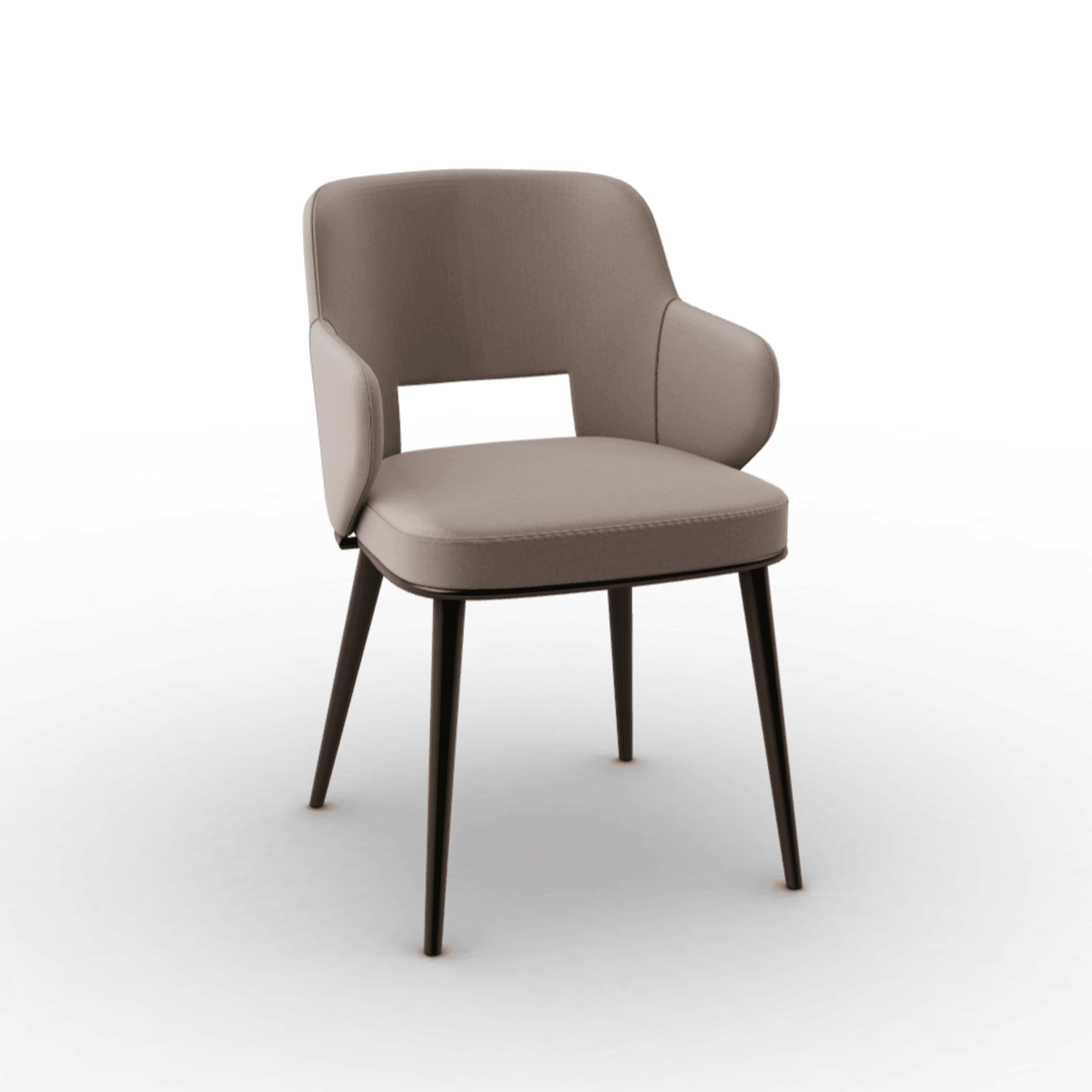 Krzesło aksamitne z podłokietnikami FOYER piaskowy z metalową podstawą Calligaris matowy brąz Eye on Design