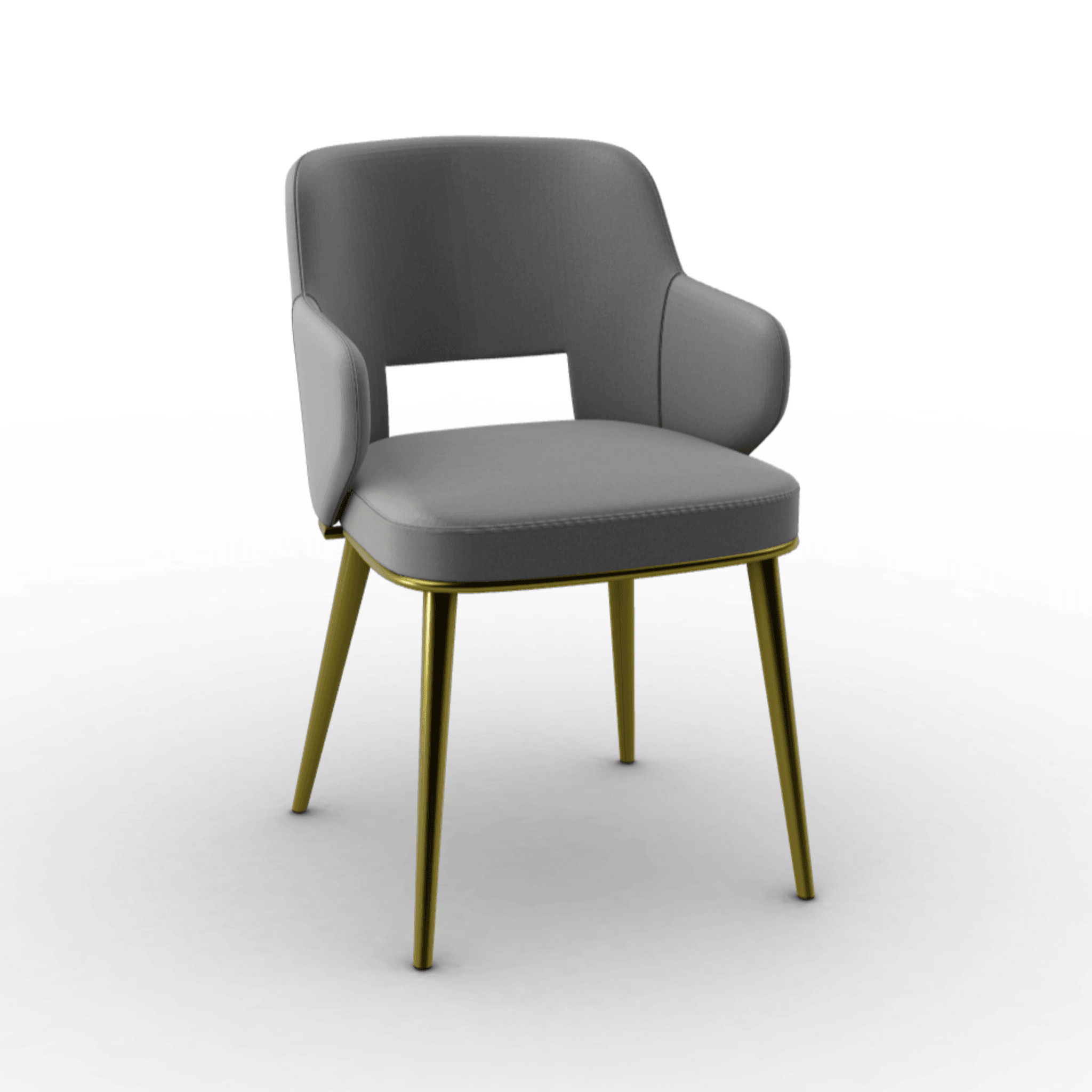 Krzesło aksamitne z podłokietnikami FOYER szary z metalową podstawą Calligaris matowy mosiądz Eye on Design