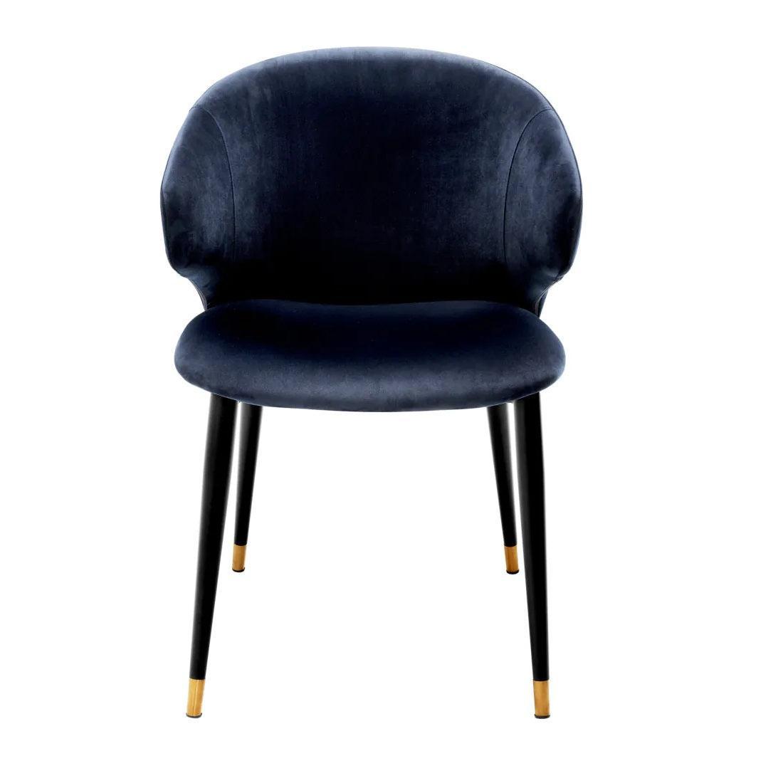 Krzesło aksamitne z podłokietnikami VOLANTE granatowy Eichholtz Eye on Design