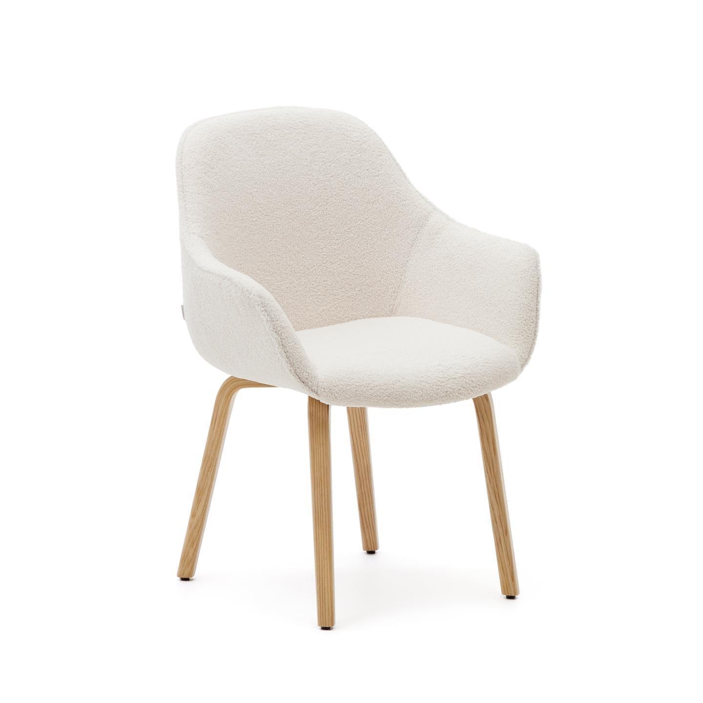 Krzesło ALELI biały boucle z drewnianą podstawą La Forma Eye on Design