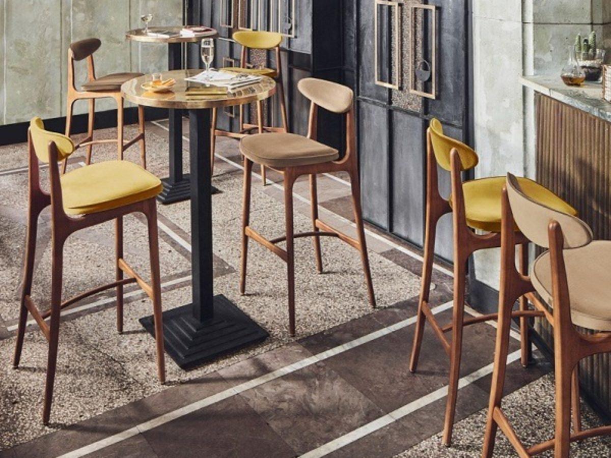 Krzesło barowe 200-190 niebieski w tkaninie Boucle Denim 366 concept Eye on Design