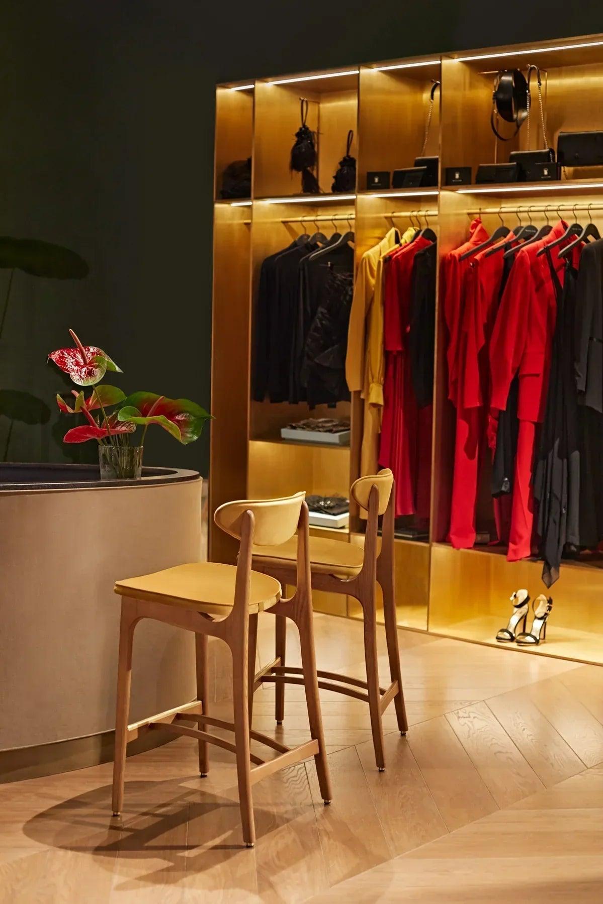 Krzesło barowe 200-190 żółty w tkaninie Marble Mustard 366 concept Eye on Design