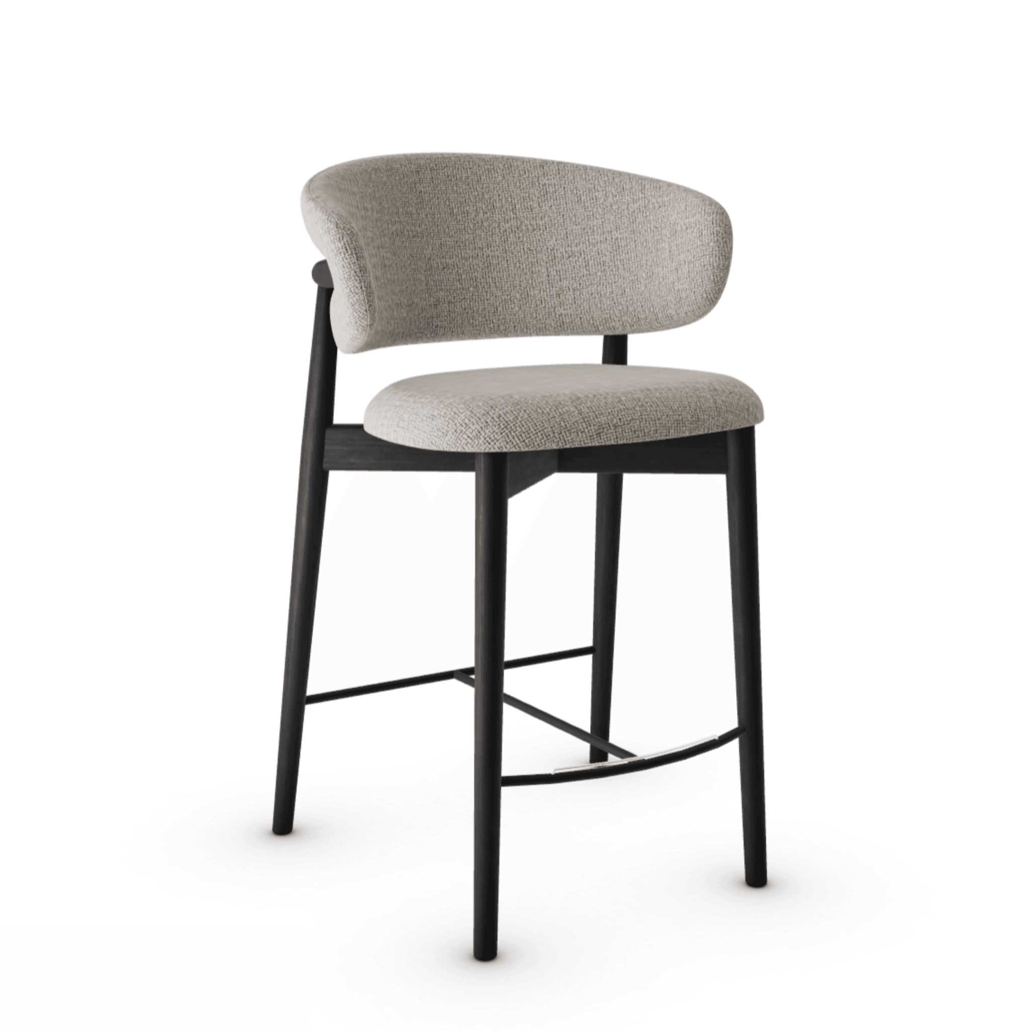 Krzesło barowe OLEANDRO boucle beżowy z drewnianą podstawą Calligaris drewniana matowa czerń Eye on Design