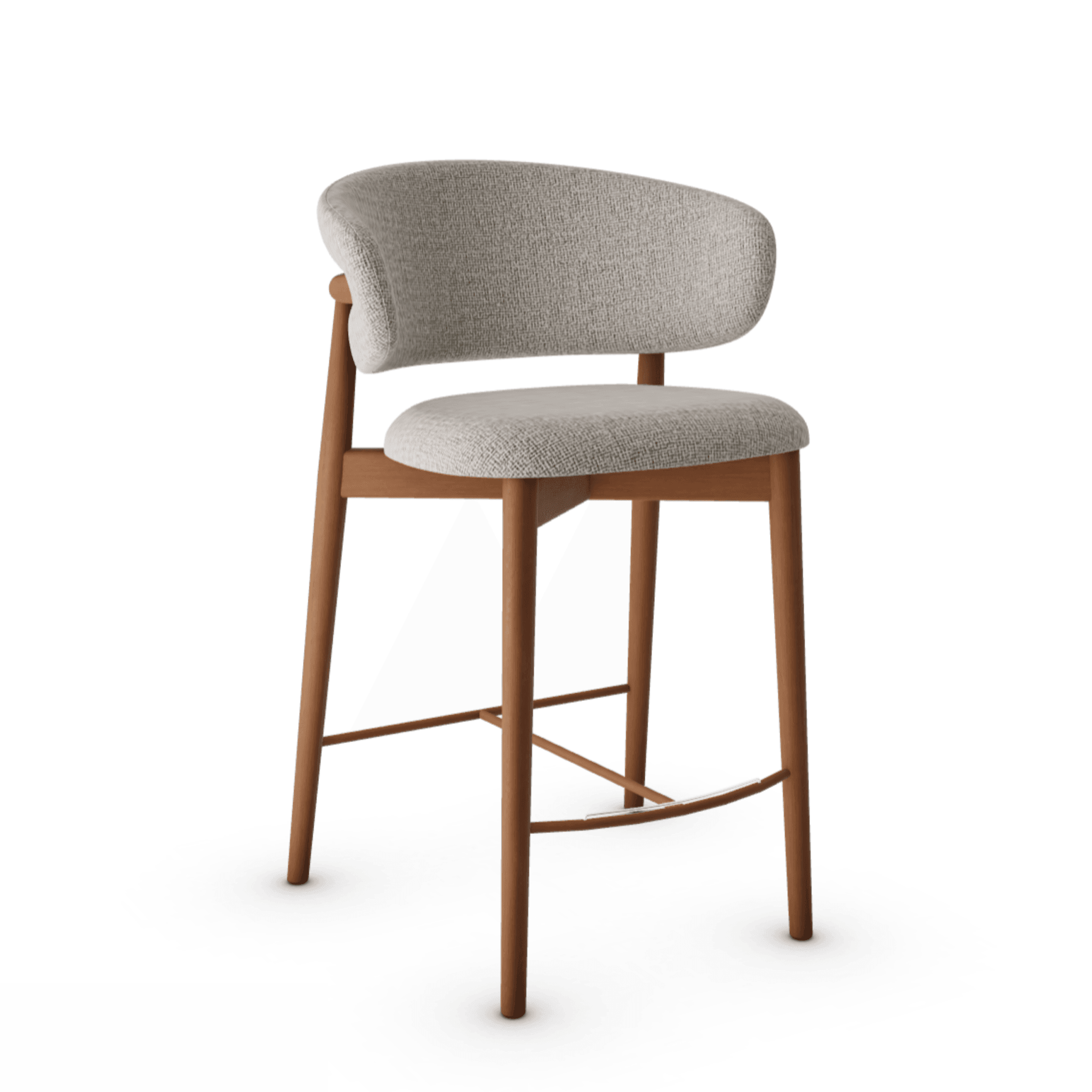 Krzesło barowe OLEANDRO boucle beżowy z drewnianą podstawą Calligaris drewniana orzech włoski Eye on Design