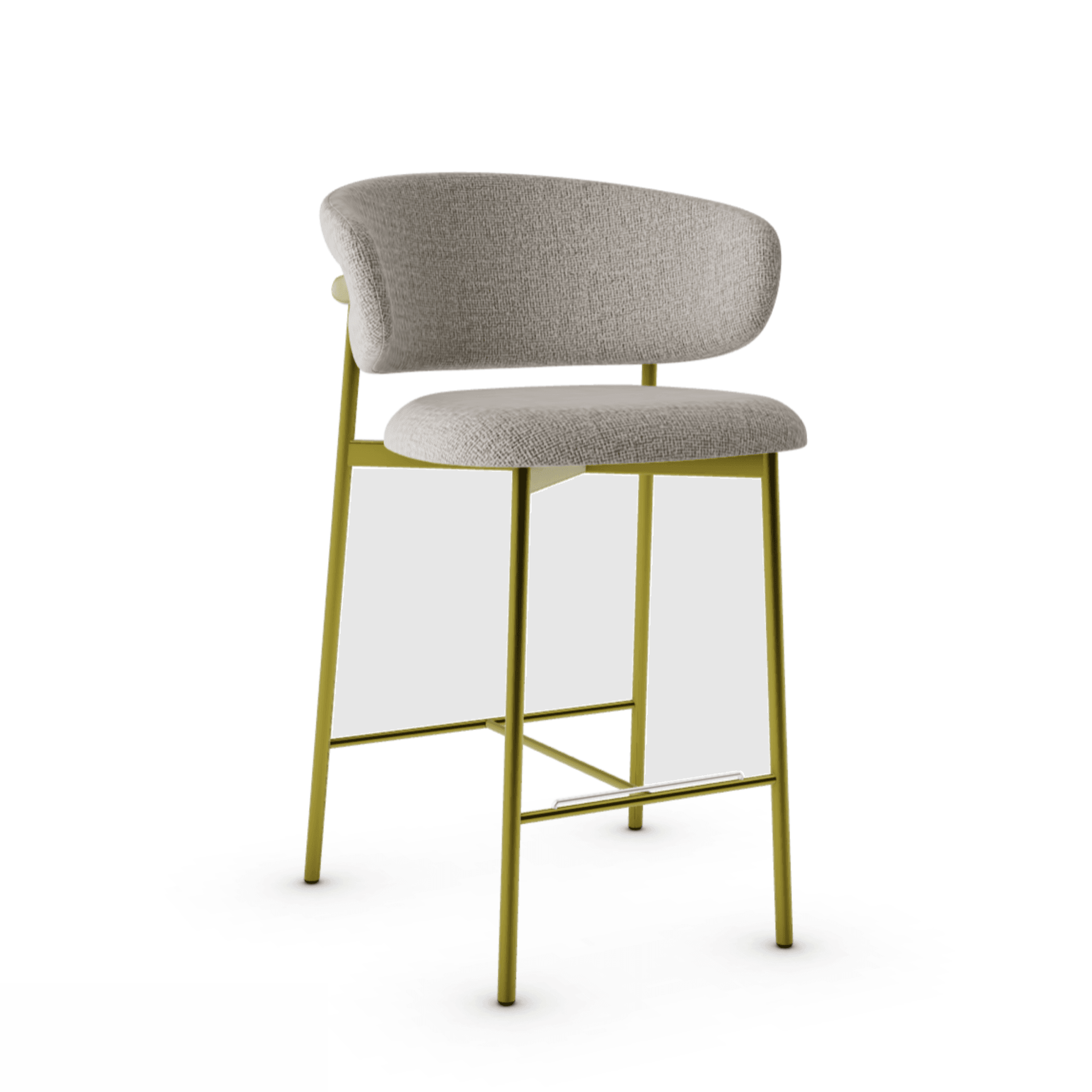 Krzesło barowe OLEANDRO boucle beżowy z metalową podstawą Calligaris metalowa matowy mosiądz Eye on Design