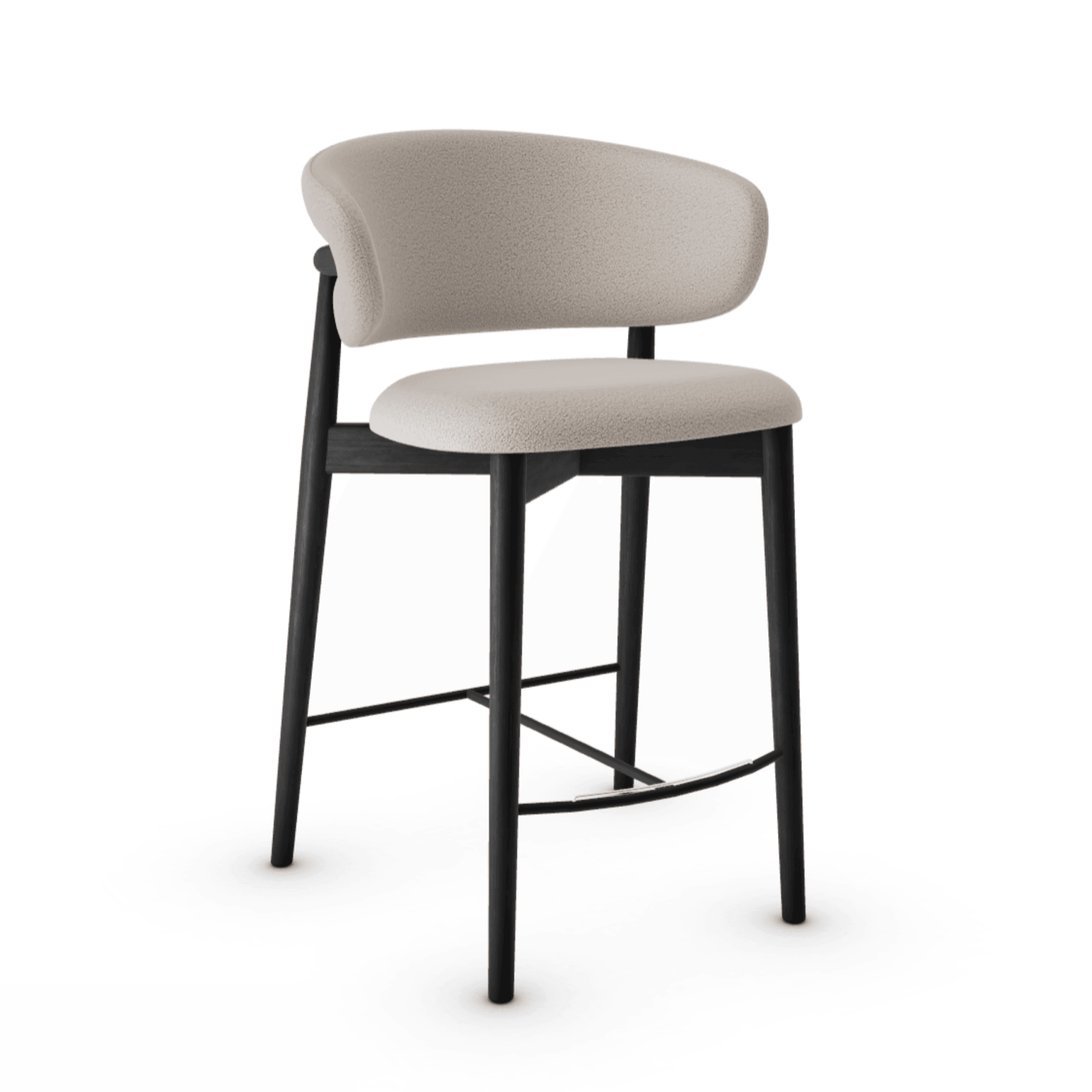 Krzesło barowe OLEANDRO boucle jasnobrązowy z drewnianą podstawą Calligaris matowa czerń Eye on Design