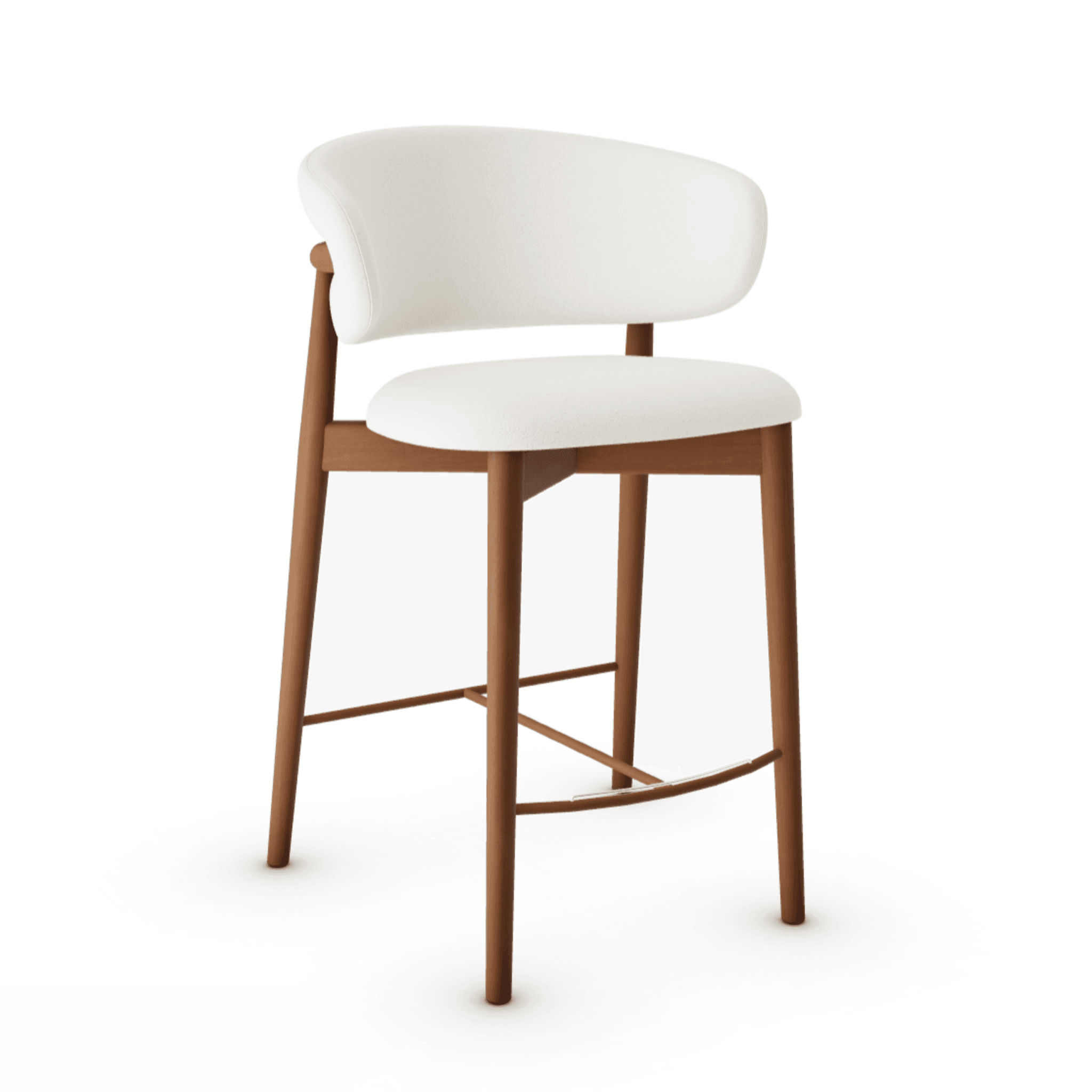 Krzesło barowe OLEANDRO boucle kremowy z drewnianą podstawą Calligaris orzech włoski Eye on Design