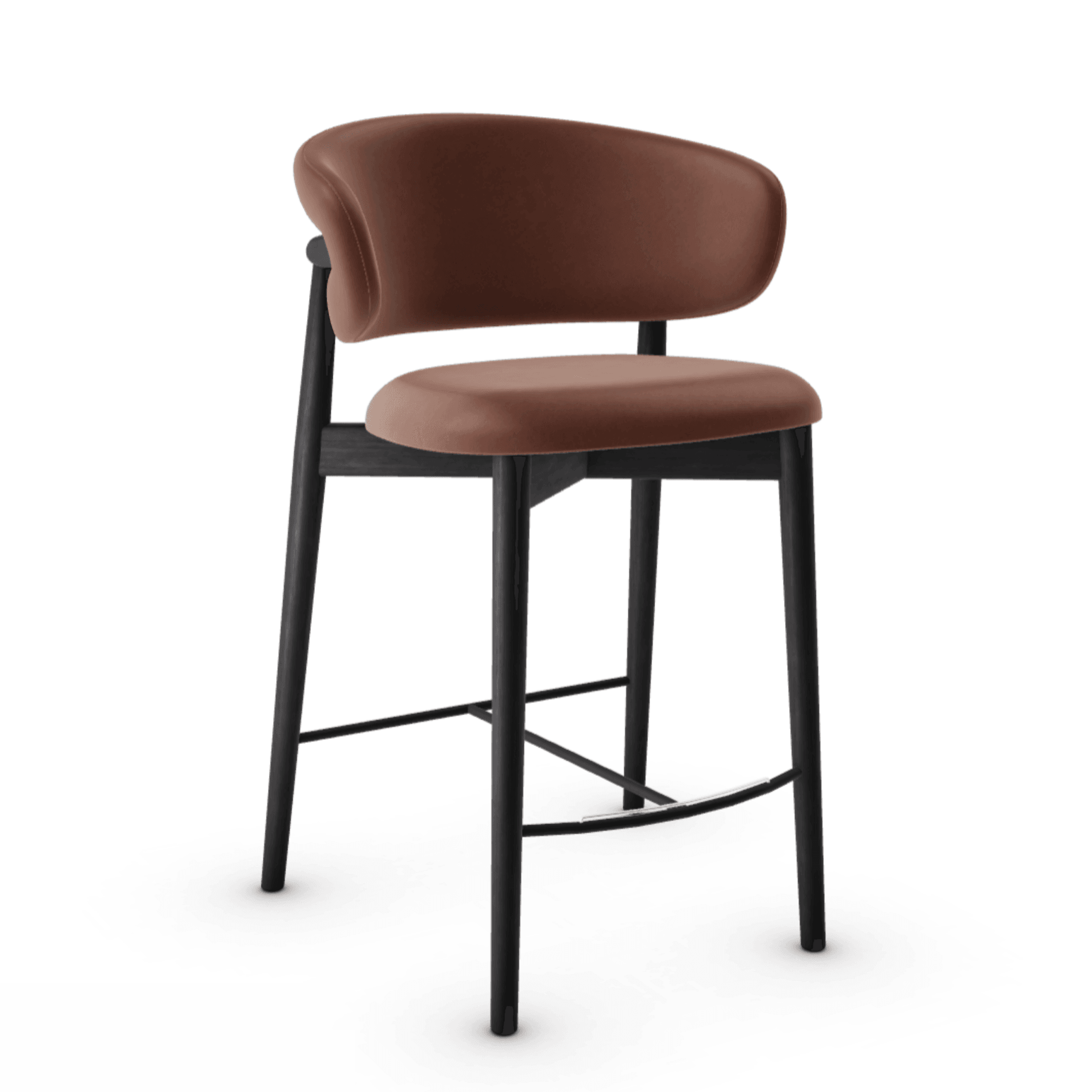 Krzesło barowe OLEANDRO brązowa ekoskóra z drewnianą podstawą Calligaris drewniana matowa czerń Eye on Design