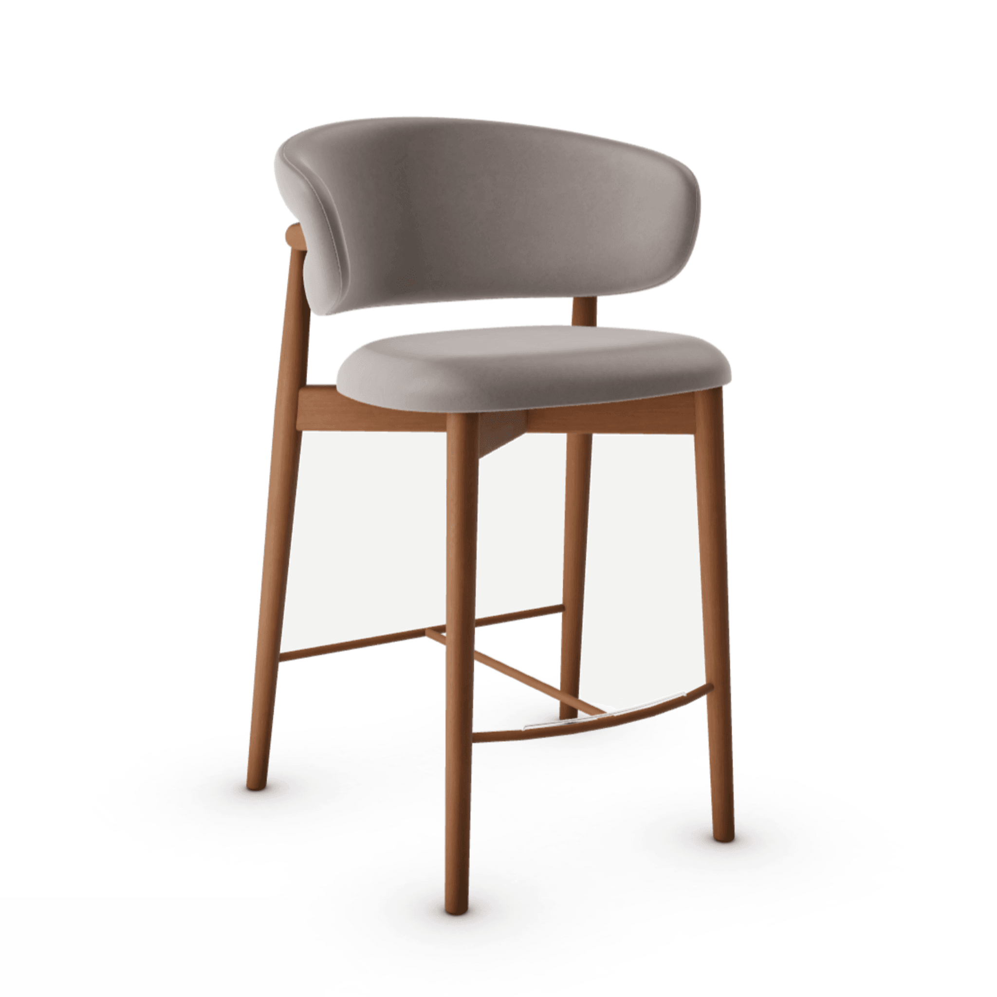 Krzesło barowe OLEANDRO ciemnobeżowa ekoskóra z drewnianą podstawą Calligaris drewniana orzech włoski Eye on Design